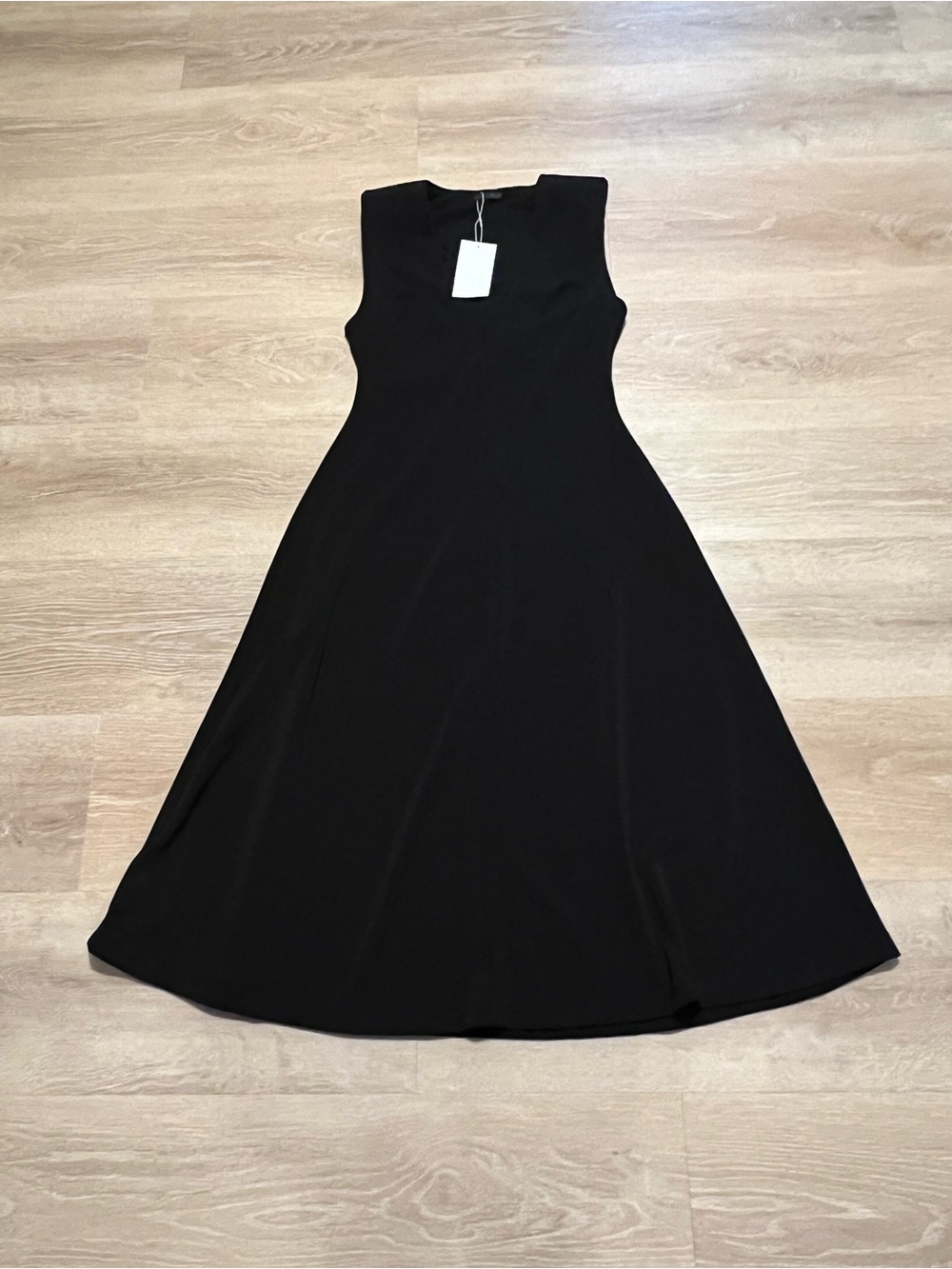 NWT Zara‎ Black Sleeveless A-Line Midi Dress Minimalist Elegant Size Large - Picture 7 of 16